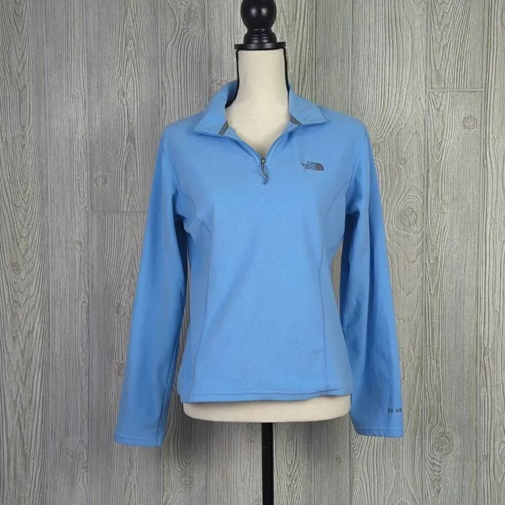 The North Face Womens Size Medium Pullover 1/4 Zip Fleece Jacket Blue TKA 100